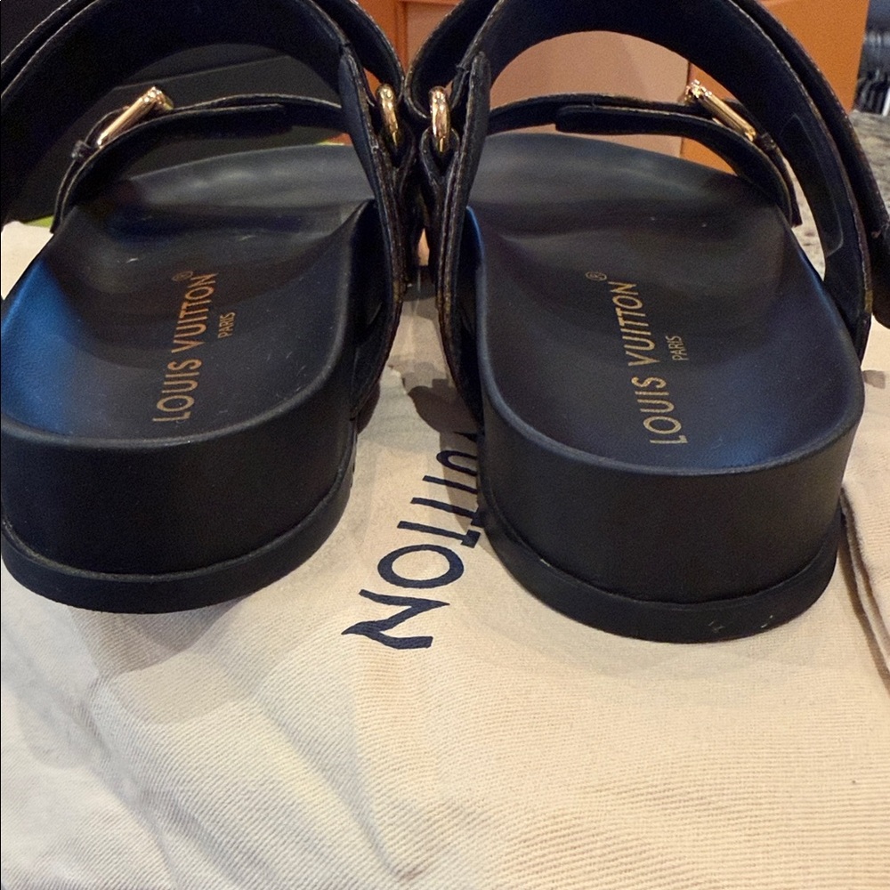 Louis Vuitton Brown and Gold Monogram Sandals - Picture 4 of 10